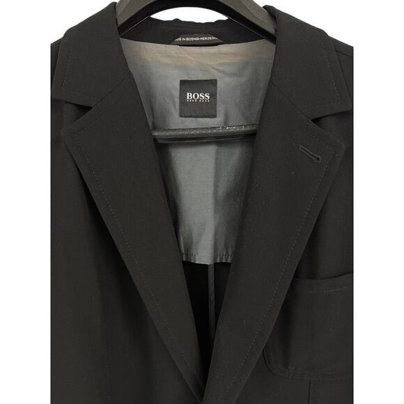 Boss Hugo Boss Mario's Italy Black 100% Virgin Wool Light Summer Blazer Sz 46R - Picture 2 of 8